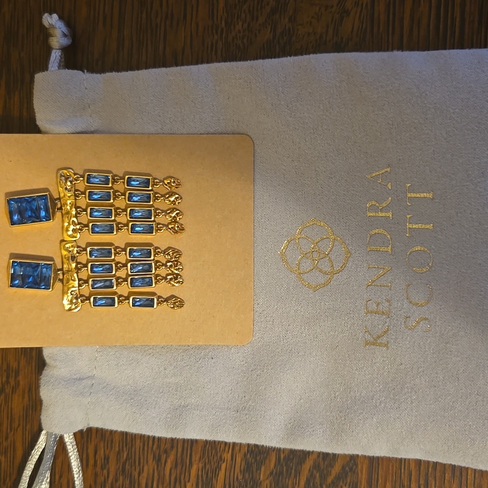 Kendra Scott Small Jack Gold Earrings In Teal - Picture 7 of 9